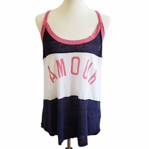 Sundry Amour Blue Pink White T Back Tank 3 Large